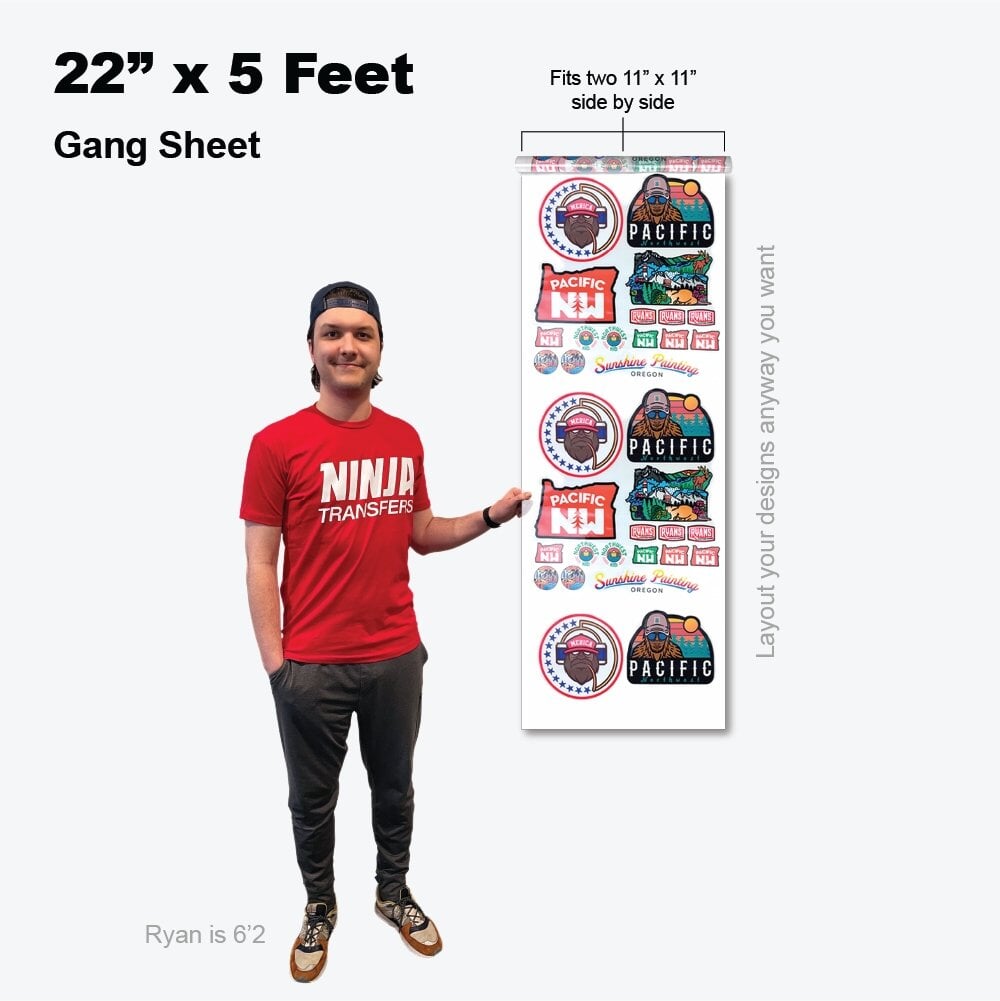 DTF Gang Sheets 22 in X 60 in (5 ft) Standard | Screenprinting.com