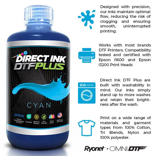 OmniPrint Direct Ink: DTF Plus - Cyan | Screenprinting.com