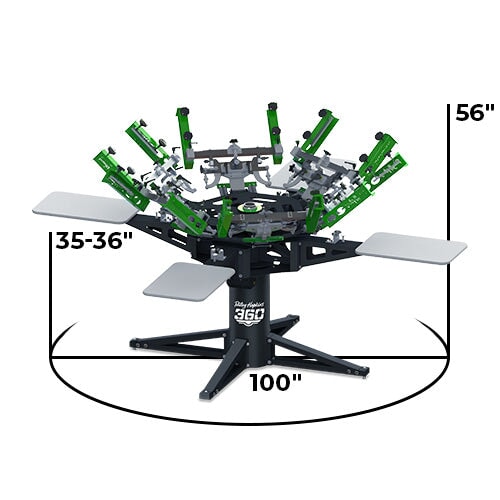 Riley Hopkins 360 6 Color 4 Station Press with XYZ Micro Registration - ROQ Compatible Print Stations | Screenprinting.com