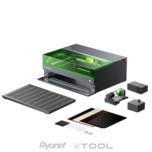 xTool S1 Desktop Diode Laser Cutter Black 20W 20W Rotary Kit | Screenprinting.com