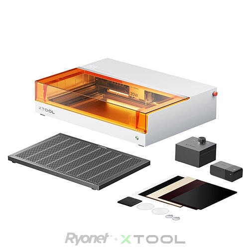 xTool S1 Desktop Diode Laser Cutter Pure White 20W 20W Basic Kit | Screenprinting.com