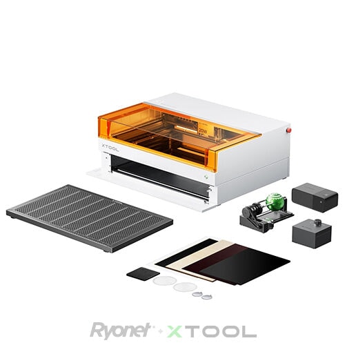 xTool S1 Desktop Diode Laser Cutter Pure White 20W 20W Rotary Kit | Screenprinting.com