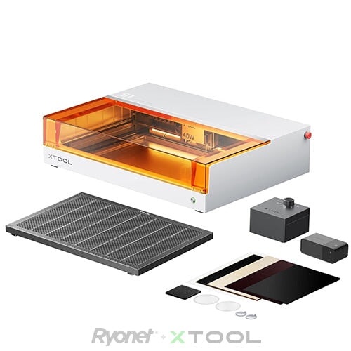 xTool S1 Desktop Diode Laser Cutter Pure White 40W 40W Basic Kit | Screenprinting.com