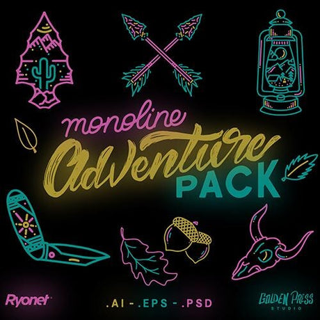 Vector Monoline Adventure Pack by Golden Press Studio (Download Only) | Screenprinting.com