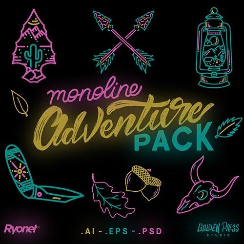 Vector Monoline Adventure Pack by Golden Press Studio (Download Only) | Screenprinting.com